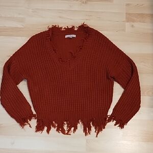 Love Tree distressed sweater rust color small